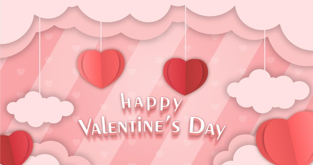 Mooie gelukkige Valentijnsdag achtergrond met harten premium Vector