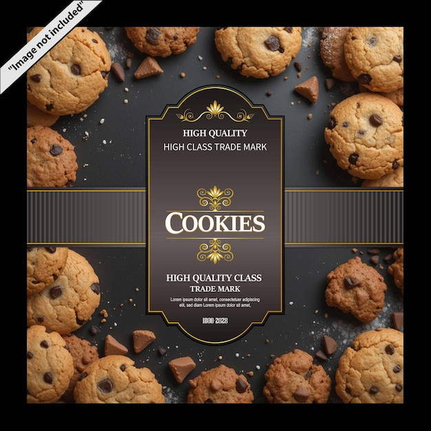 Mooie gestreepte vierkante koekjes label lay-out sjabloon ontwerp vector