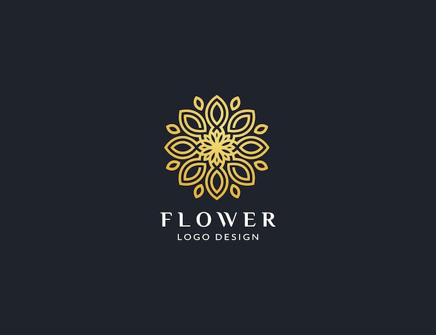 Mooie gouden bloem logo ontwerpsjabloon