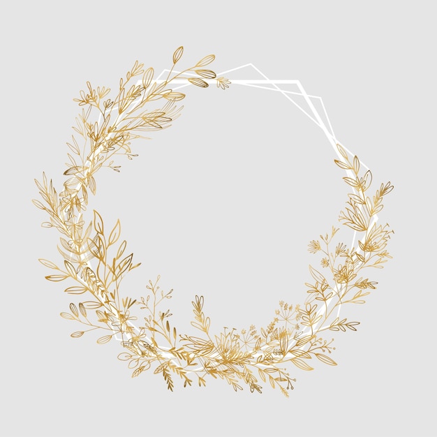 Vector mooie gouden bloemen en frame