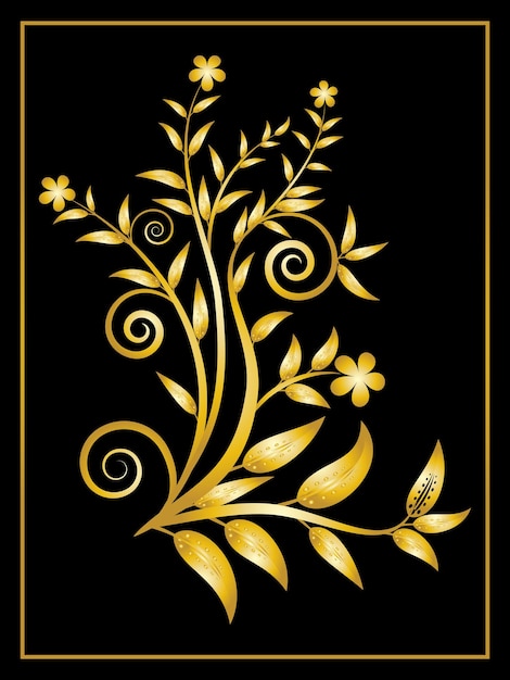 Vector mooie gouden bloemen ornament frame grens achtergrond ontwerp vector op zwarte kleur