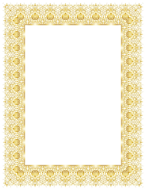 Mooie gouden certificaat floral ornament grens frame vector ontwerpsjabloon op witte kleur