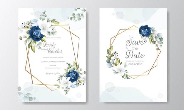 Mooie hand getrokken bloemen bruiloft uitnodigingskaart