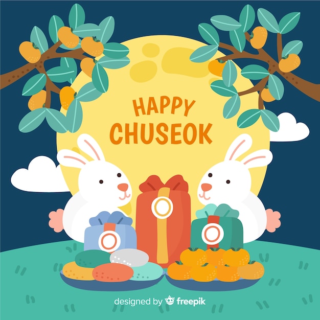 Mooie hand getrokken chuseok achtergrond