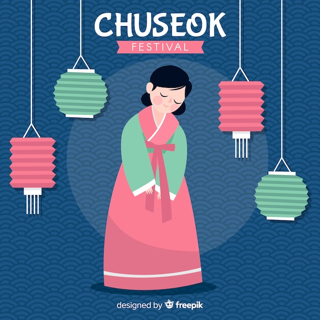 Mooie hand getrokken chuseok achtergrond