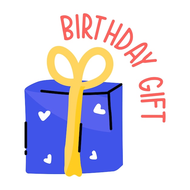 Mooie handgemaakte doodle sticker van verjaardagscadeau