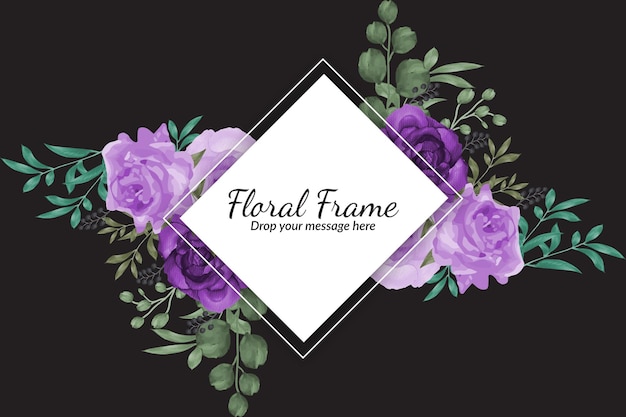 Mooie handgetekende aquarel bloemen frame achtergrond met voorbeeldtekstsjabloon premium vector