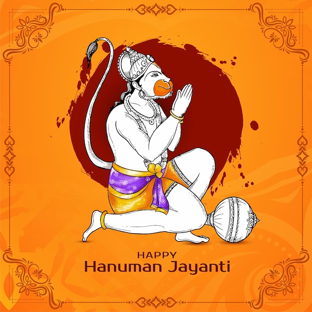 Mooie Happy Hanuman Jayanti hindoe feest groeten kaart