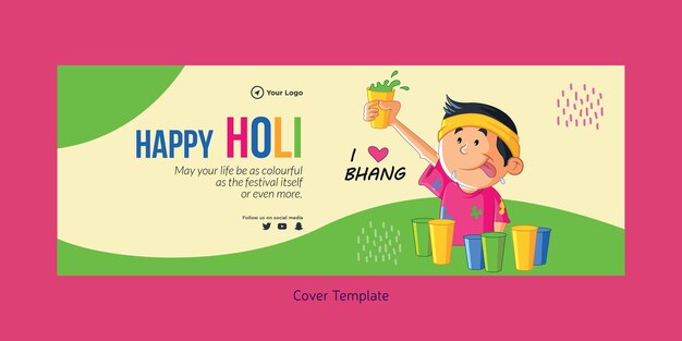 Mooie happy holi festival voorblad ontwerpsjabloon