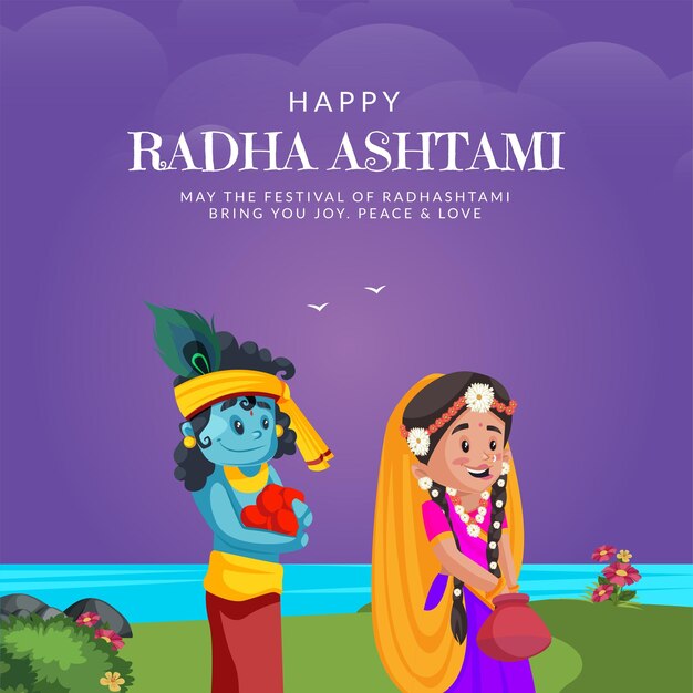 Mooie happy radha ashtami banner ontwerpsjabloon