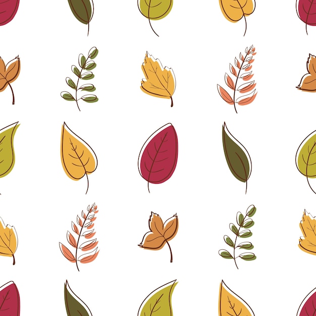 Mooie herfstbladeren patroon kleurrijke naadloze herhaling Trendy vlakke stijl Geweldig voor achtergronden