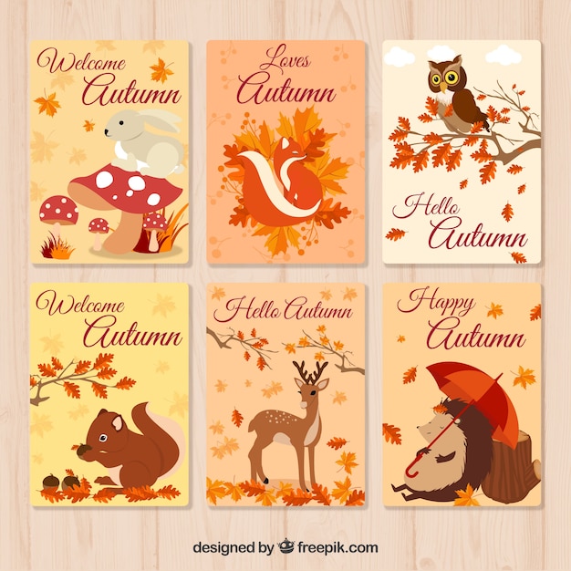 Vector mooie herfstkaartcollectie