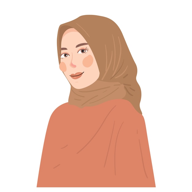 mooie hijab vrouw portret cartoon afbeelding