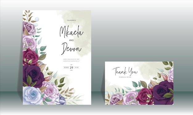 Mooie huwelijksuitnodigingskaart met prachtig bloemornament