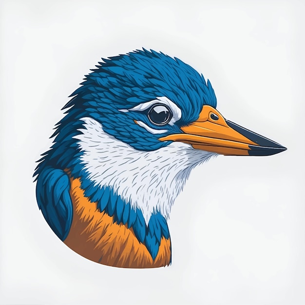 Vector mooie ijsvogel vogel hoofd pictogram vectorillustratie