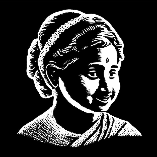 Mooie Indiase bruid saree portret hand getekende cartoon sticker pictogram concept geïsoleerde illustratie
