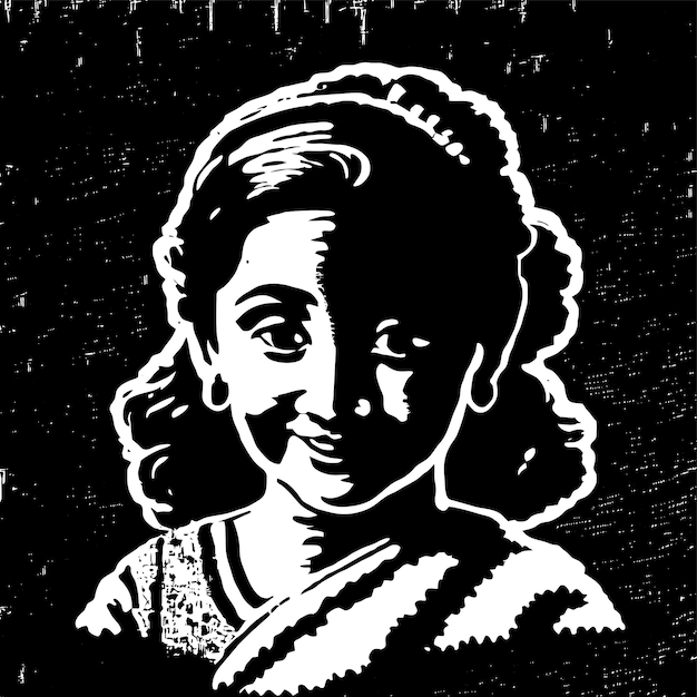 Mooie Indiase bruid saree portret hand getekende cartoon sticker pictogram concept geïsoleerde illustratie