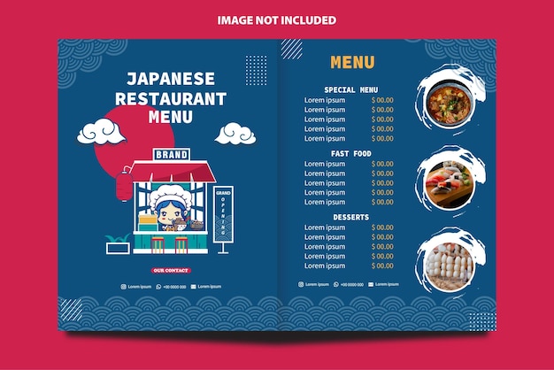 Vector mooie japanse keuken menu ontwerpsjabloon