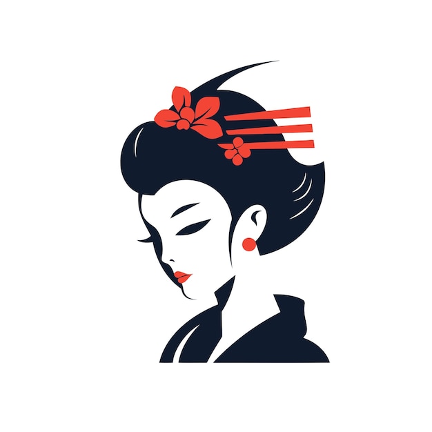 Mooie Japanse vrouw in kimonoLogo vectorillustratie