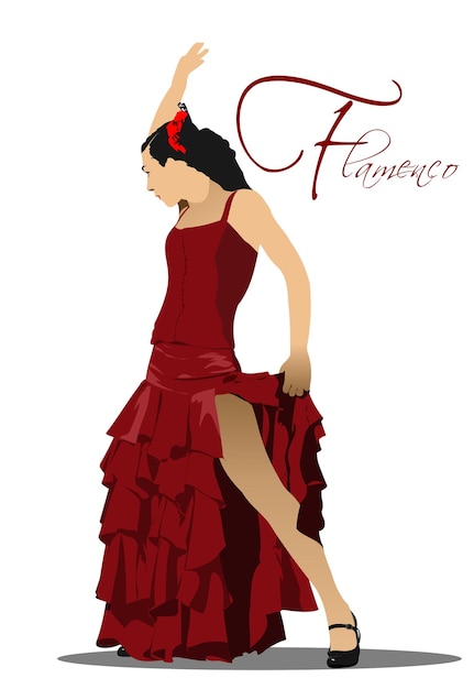 Mooie jonge dansende flamenco Vector 3d illustratie