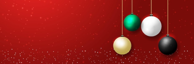 Vector mooie kerstballen rode banner met tekstruimte