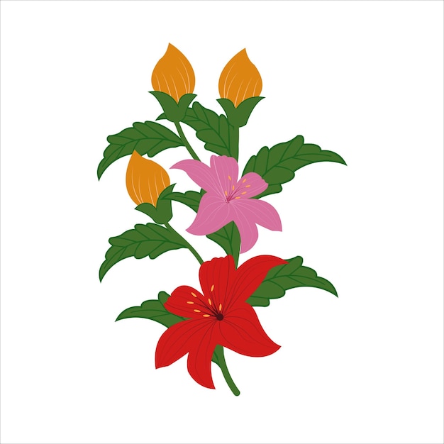 Mooie kleur bloemen vector grafisch ontwerp illustratie op witte achtergrond