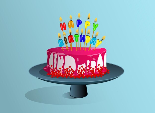Mooie kleurrijke gelukkige verjaardag gelukkige verjaardagstaart met kaarsen