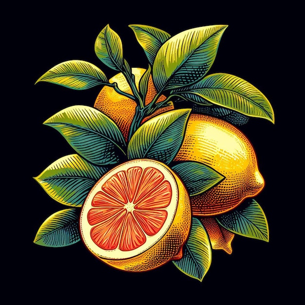 Mooie kleurrijke verse citroen limoen sappige vruchten behang vector illustratie tekening illustratie