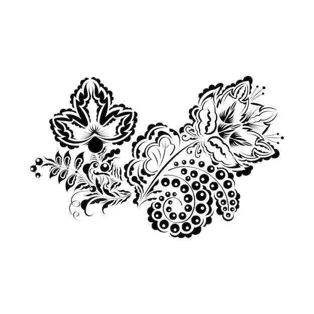 Mooie lotusbloemen zwart silhouet de zwarte lijn getekend op een witte achtergrond vectorillustratie