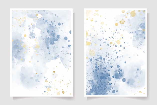 Mooie marineblauwe en gouden aquarel splash collectie