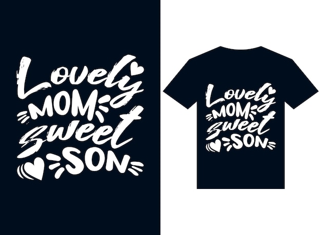 mooie moeder lieve zoon tshirt ontwerp typografie vector illustratie bestanden om af te drukken klaar