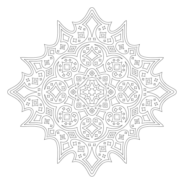 Mooie monochrome lineaire vectorillustratie voor het kleuren van de fotoboekpagina met abstracte sterrenhemel patroon geïsoleerd op de witte background