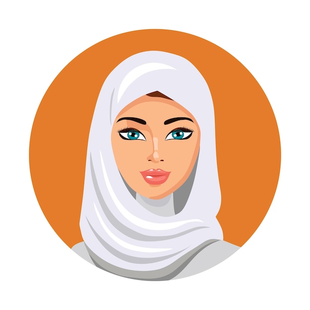 Mooie moslim meisje Hijab lijn Art Vector Design. Logo, pictogram, teken, illustratiesjabloon