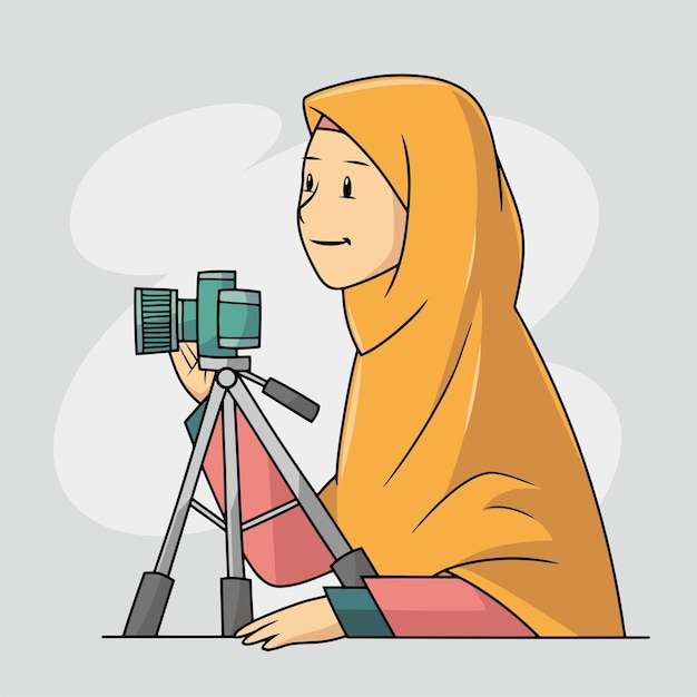 Mooie moslimvrouwen in hijabs die foto's maken met de camera