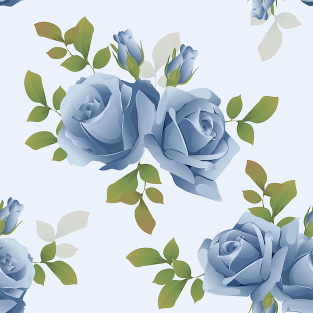 mooie naadloze patroon bloemen blauwe roos vector