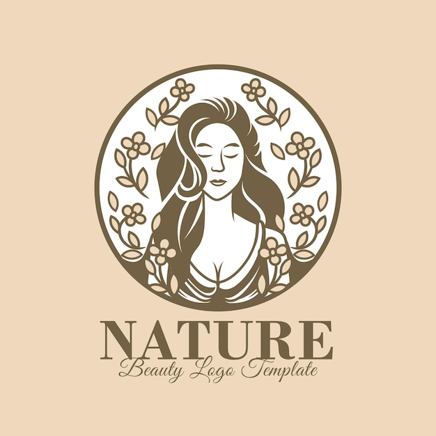 mooie natuurlijke vrouw logo sjabloon