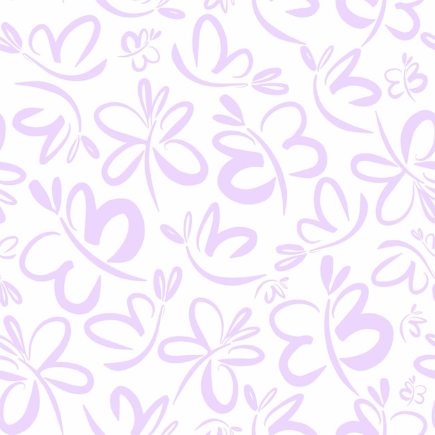 Mooie paarse vlinders. Witte naadloze patroon.