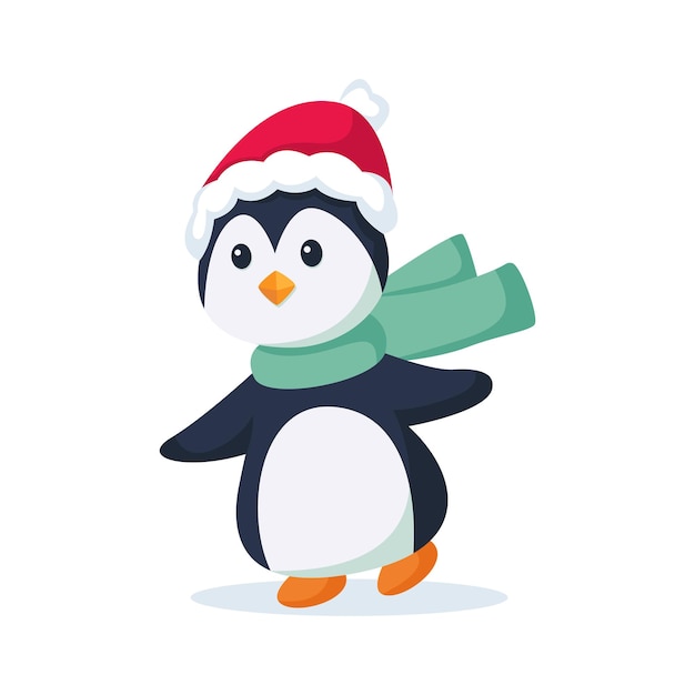 Mooie pinguïn bij Winter Character Design Illustration