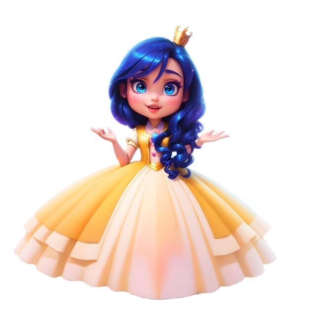 Vector mooie prinses met een kroon en blauwe ogen.