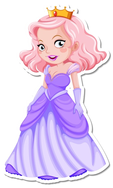 Vector mooie prinses stripfiguur sticker