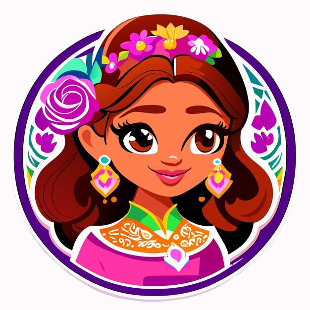 Vector mooie prinses stripfiguur sticker