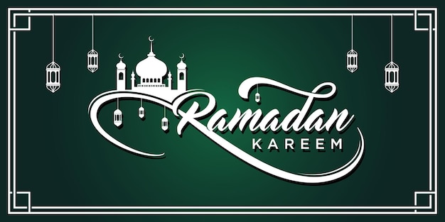 Mooie Ramadhan Kareem-tekstwenskaarten Premium Vector