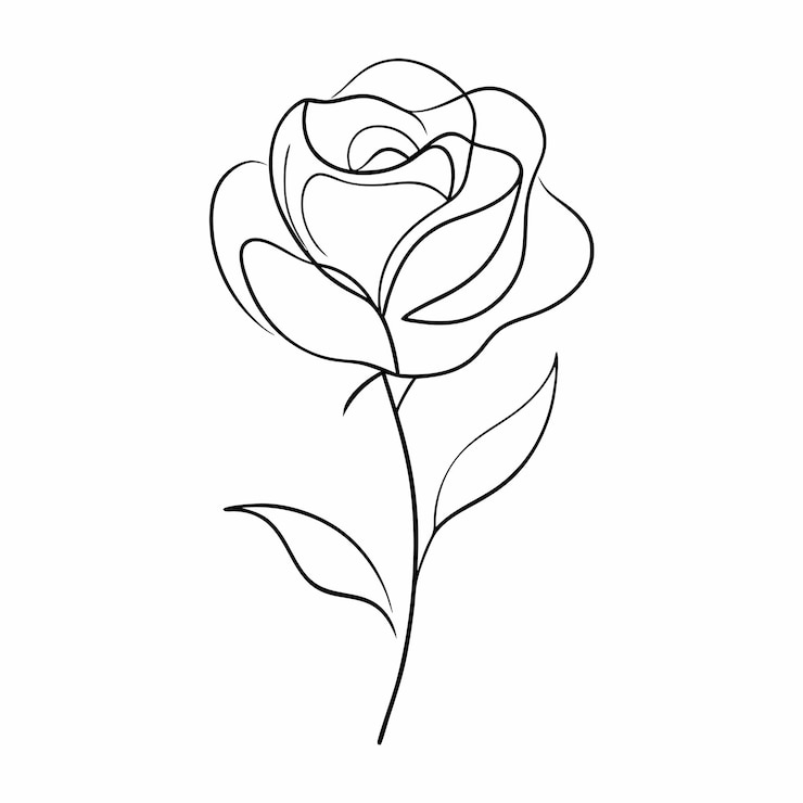 Vector mooie rooslijn kunst schets minimalistische geïsoleerde witte achtergrond zoals deze 12