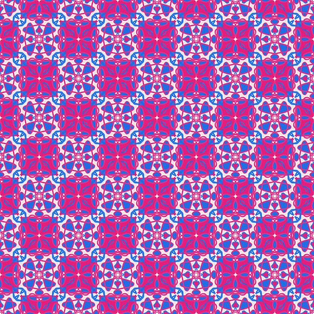 Mooie roze bloem en blauwe lijn mandala stof abstract patroon achtergrond bloemen ornament art