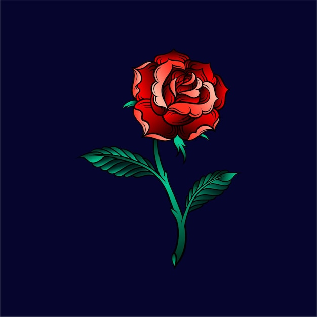 Mooie roze bloem in rode kleuren bloemdessin vector illustratie op een donkerblauwe achtergrond