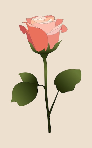 Vector mooie roze roos op een beige achtergrond