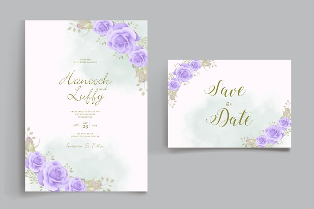 Mooie rozen en wilde bloemen bruiloft uitnodigingskaart