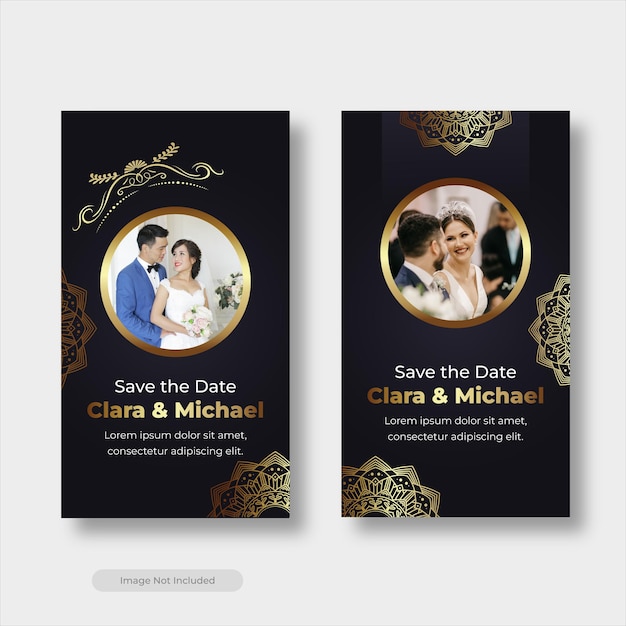 Mooie set met verhalen op sociale media voor bruiloften