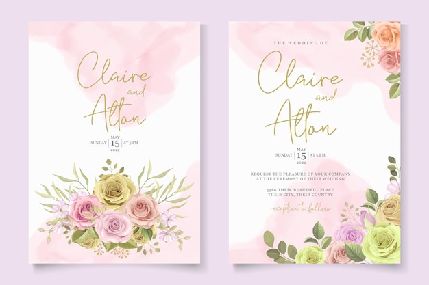 Mooie trouwkaart met florale decoraties