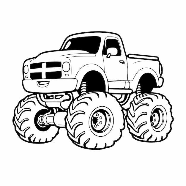 Mooie vectorillustratie Monster Truck voor peuters kleurpagina